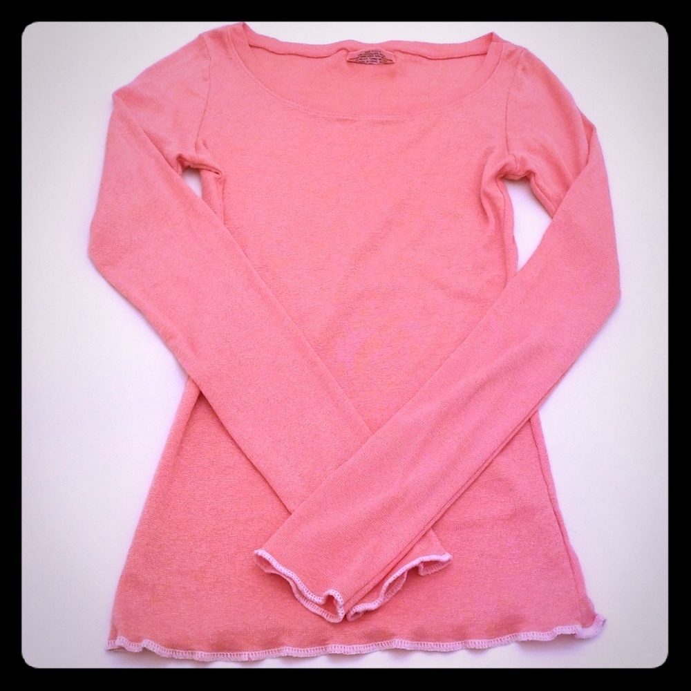 Michael Stars Shine Long Sleeve Top Peach